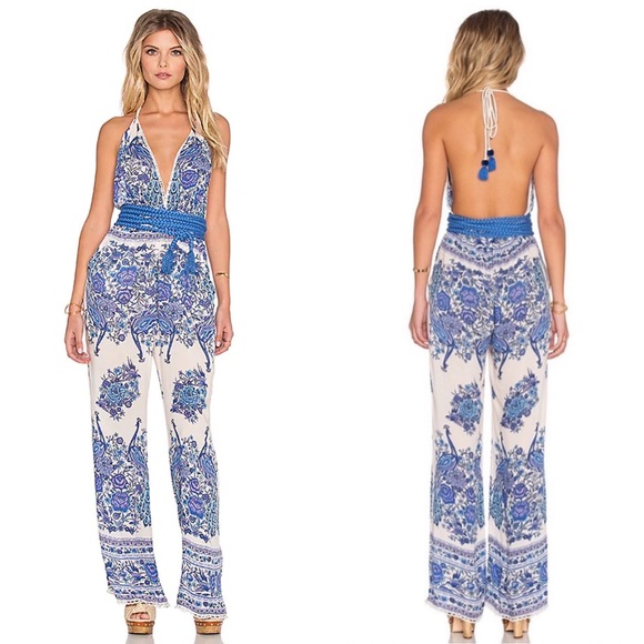 Spell Hotel Paradiso Floral Peacock Jumpsuit in Bluebird Size XS - Picture 3 of 12